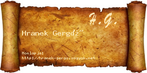 Hranek Gergő névjegykártya